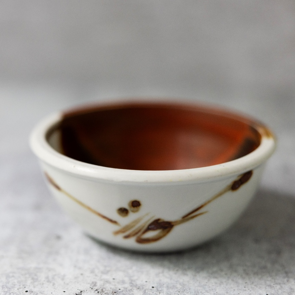 Vintage Georgetown Pottery 1995 small bowl brown white glazed 4.75 inches